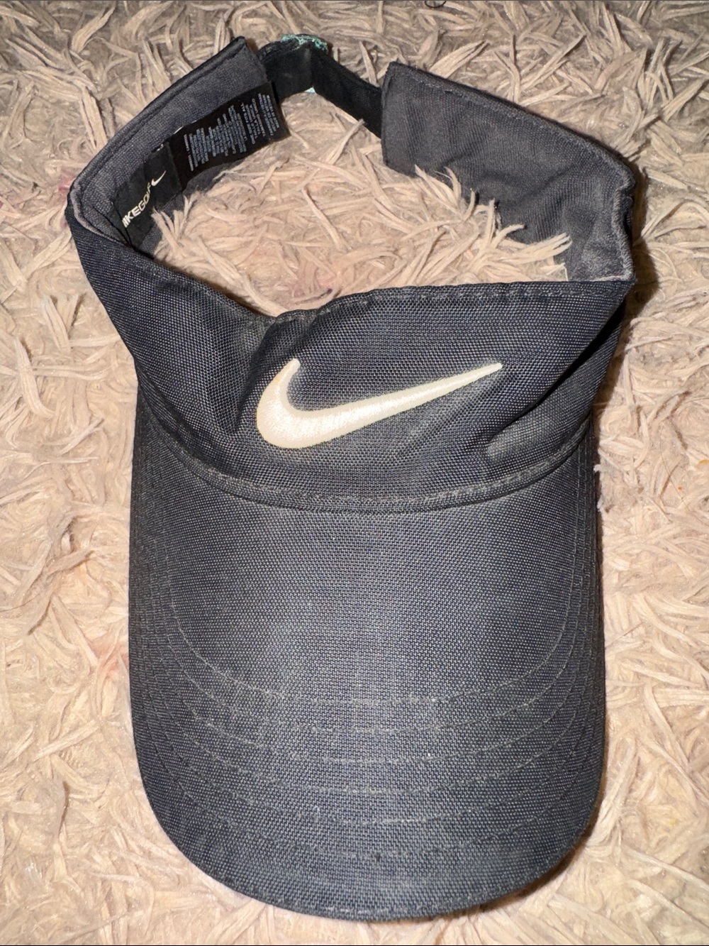 Nike Black Visor with White Swoosh Accent